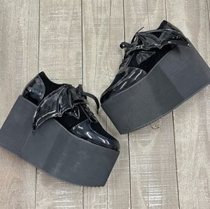 Iron Fist Creature of the Night Black Velvet/ Patent Lace Up 4" Platform 5